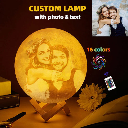 3D Printing Moon Lamp Mother Day Customized Photo Text